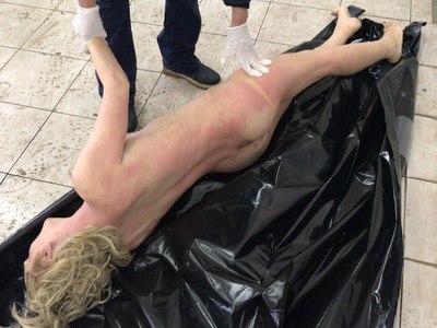 Young russian female in morgue