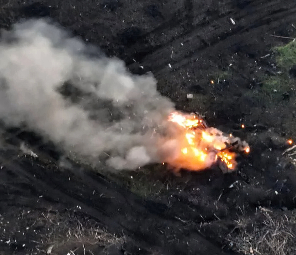 The immediate aftermath of a high-explosive mine blast...