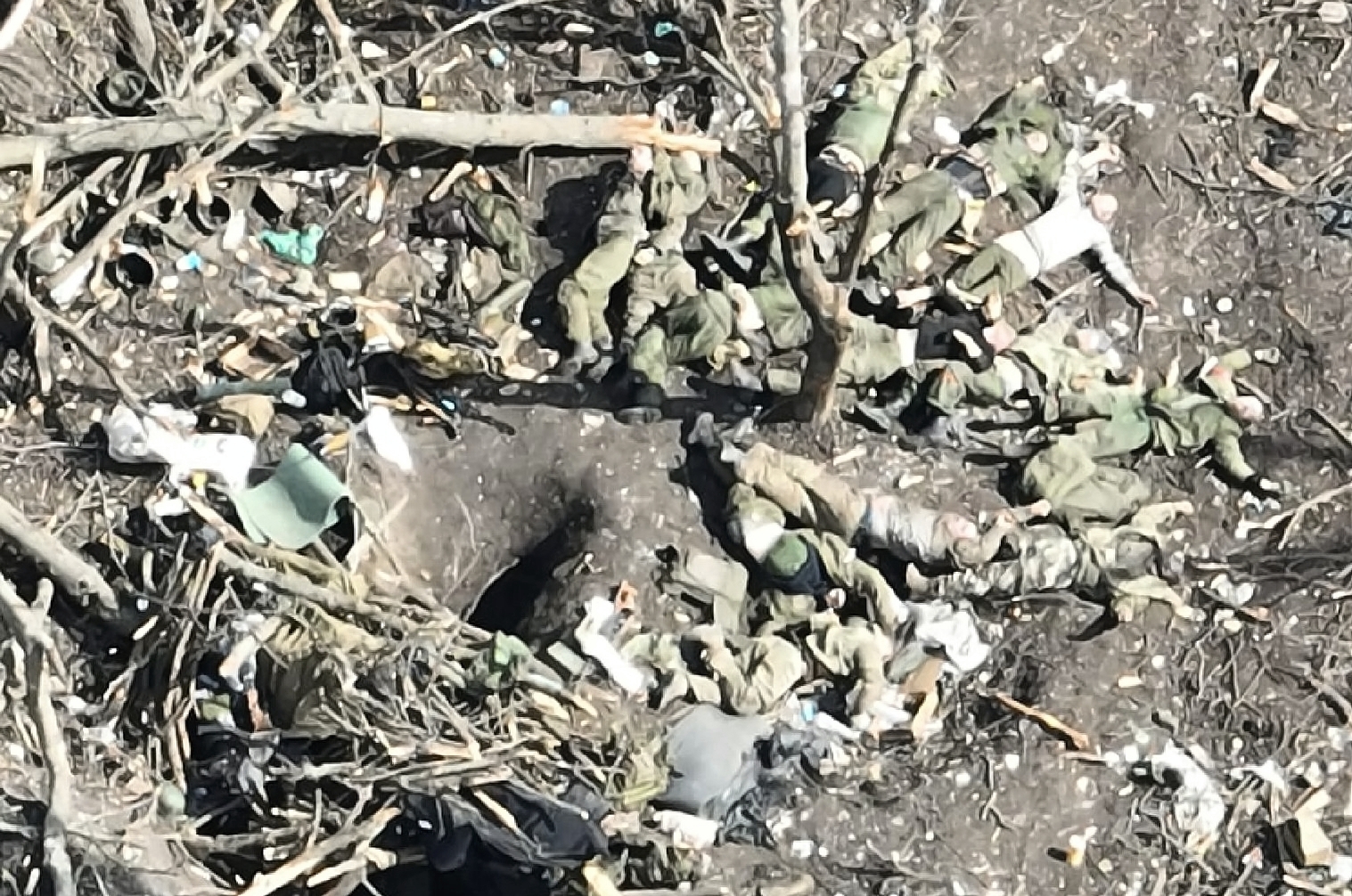 KIA Russian soldiers after their position was hit by artillery