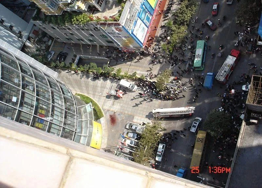 Suicide jumper nearly split in half