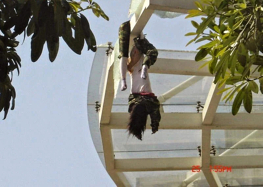 Suicide jumper nearly split in half