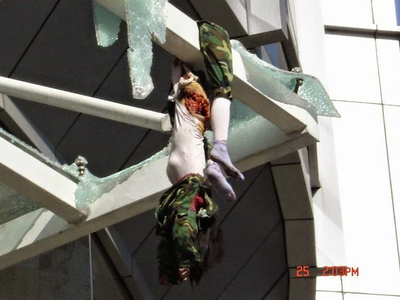 Suicide jumper nearly split in half