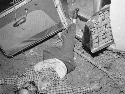 Car crash scenes from the 1950s