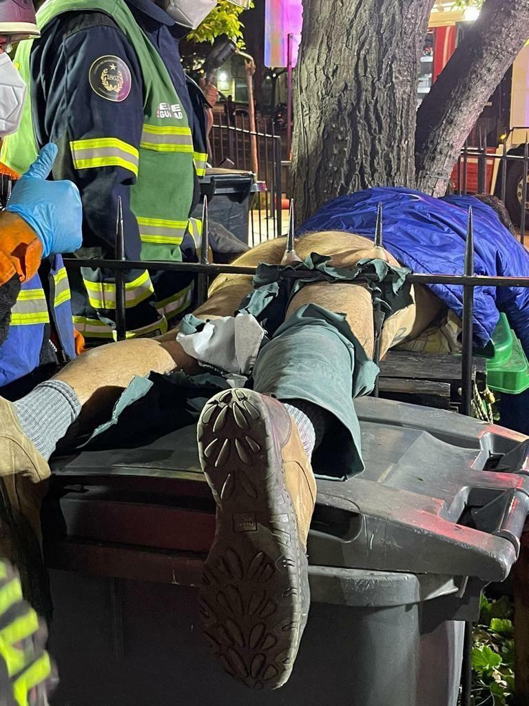 Balls Impaled on railings.