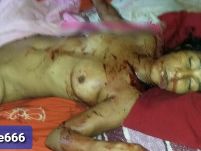 Nude woman killed in her bed by her husband.