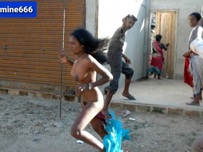 Nude infethfull wife chased and punished by husband and all his family