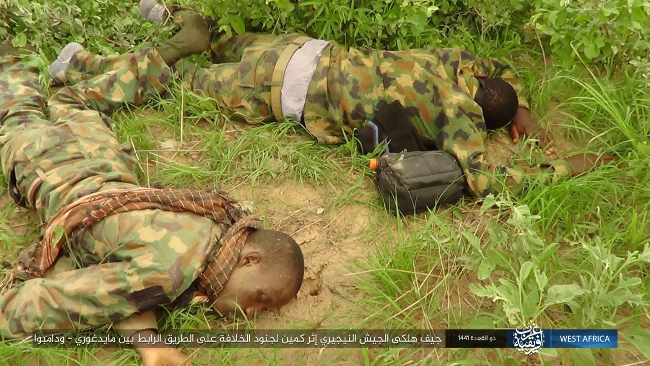 ambush of the caliphate soldiers in a convoy of nigerian army vehicles (Pictures)