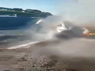 Crowd of Good People Attempt to Help a Woman who is Burning Alive in her Vehicle 