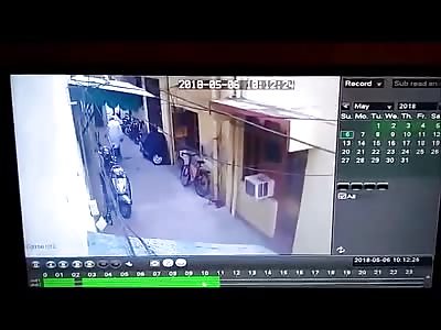 Old Man in White Coat Executes Victim trying to get on his Motorcycle 