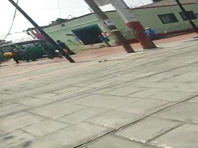 Fight ends in blow on the face with a shovel.