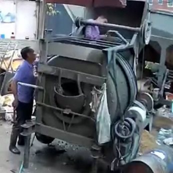 Chinese Worker's Body Shattered In Concrete Mixer