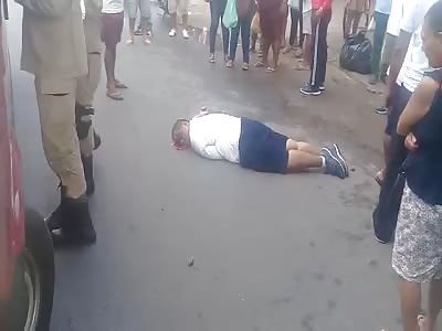 Murdered in street drinking own blood 