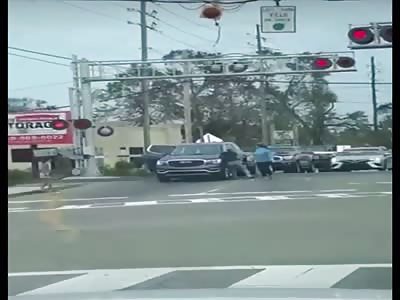Biloxi, MS train goes through a car.