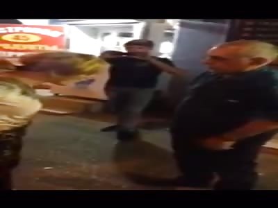 Old man beaten woman 