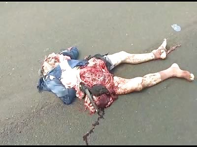 Man  totaly squashed by truck 