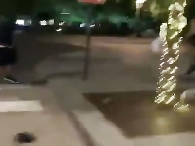 Blacks attacking white man