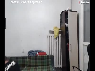 Polish stream live beating with a bottle