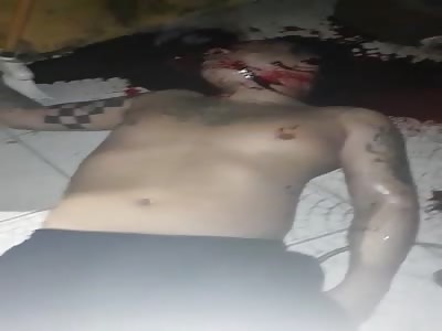 man with face pierced by bullet