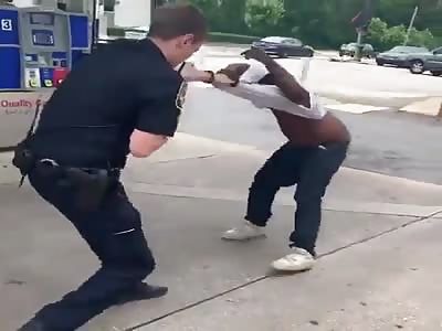 Young police officer VS fat overweight older guy