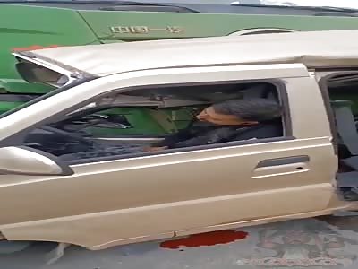 Shocking Accident, Truck vs Mini Van. China.