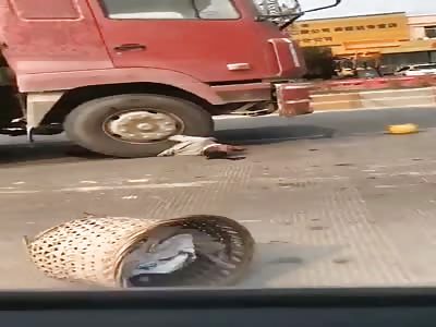 Crushed by dump truck (aftermath)