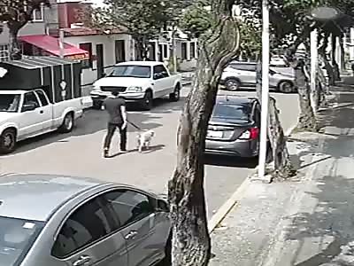 Man is run over by his neighbor.