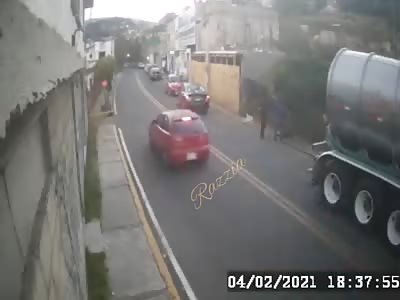 Run over cyclist.