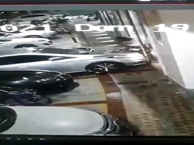 Woman at the wheel, steps on the wrong pedal