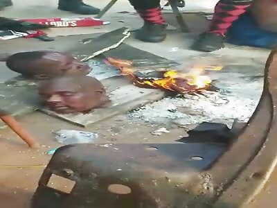 Nigerian terrorists and skulls (beheaded)