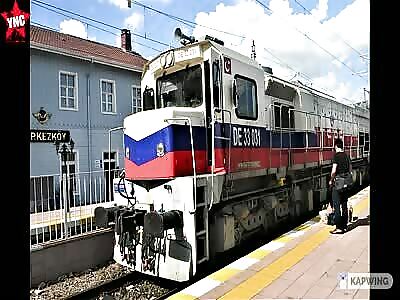 Turkey:hatay The train HIT WORKERS that forgot to apply the handbrake