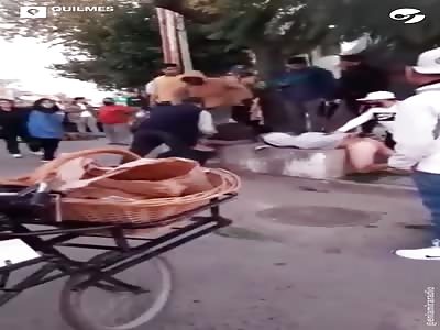 Two criminals were arrested, stripped and beaten