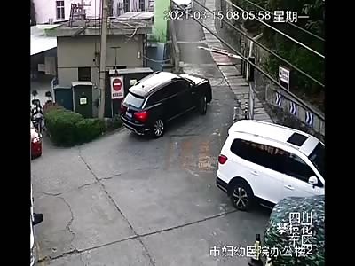 Car crashes down roadside