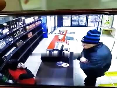 Russian Lunatic Stabs Cashier for No Reason...