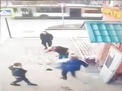 Drunk and moron Russian with a gun