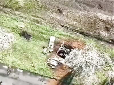 Grenade dropped into the bunker of a Russian soldier