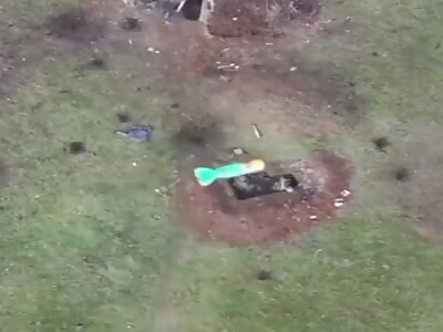 UA drone dropping a 40mm grenade on a russian soldier