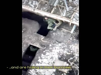 Drone dropping explosives (subtitled)