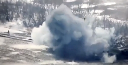 RU Soldier On Fire Runs Through A Field...