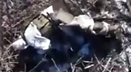 RU soldier in winter camo experiences a direct hit by an grenade