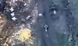 Russian troops targeted by drone dropped grenade