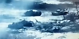 Explosion near a Russian column in Vugledar