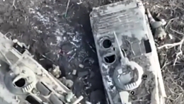 Ukrainian drone targets Russian troops