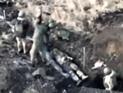 RU soldiers attempt to shoot down a UA drone, but... 