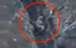 RU soldier in a trench in Bakhmut is hit by a large explosion