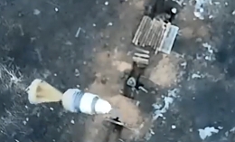 A RU soldier in active combat is engaged by a Ukrainian UAV