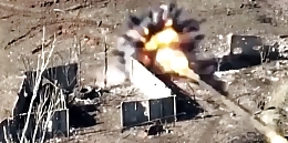 A manned RU Kornet ATGM position is hit by a UA Stugna