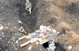 Ukrainian tank engages a Russian trench in Bakhmut