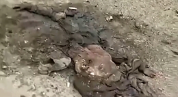 Russian soldier crushed on the road