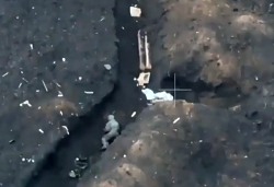 Aidar Battalion tank works on Russian trenches