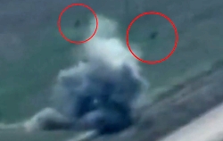 Hit by two RU armored vehicles, see flying bodies